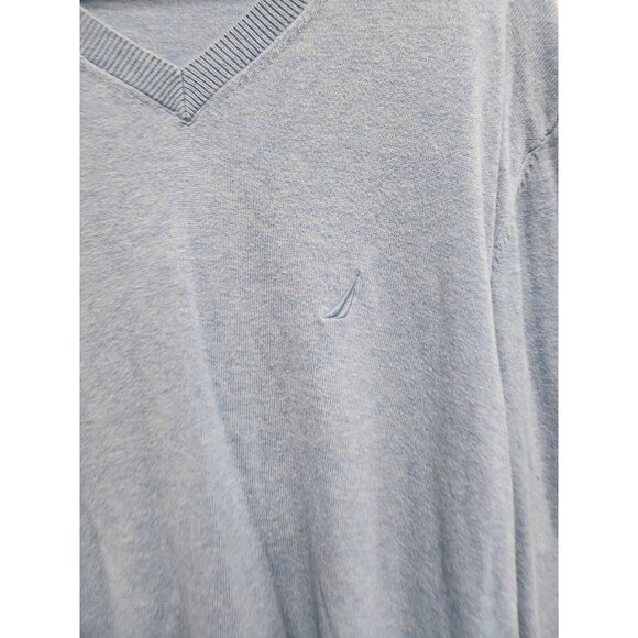 Nautica Luxury Performance Mens Sweater Large Light Blue Pullover V Neck Preppy - Picture 2 of 9